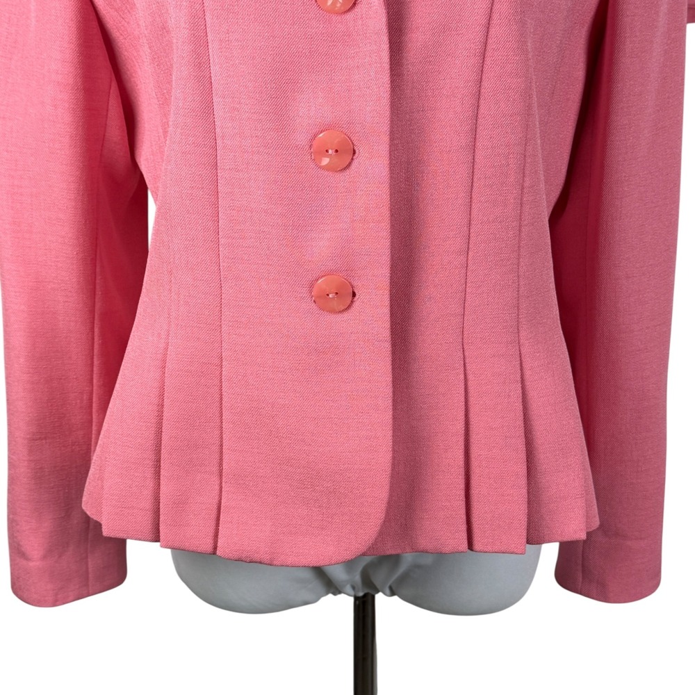Suit Studio Pink 2 Piece Skirt Suit Set Peplum‎ Blazer Pencil Skirt Women's 14P - Picture 4 of 13